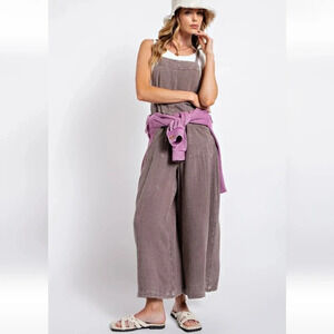 Easel Mushroom Washed Cotton Jumpsuit Overalls New